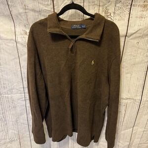 Polo Ralph Lauren Men's XL 1/4 Zip Pullover Sweater In Chocolate Brown